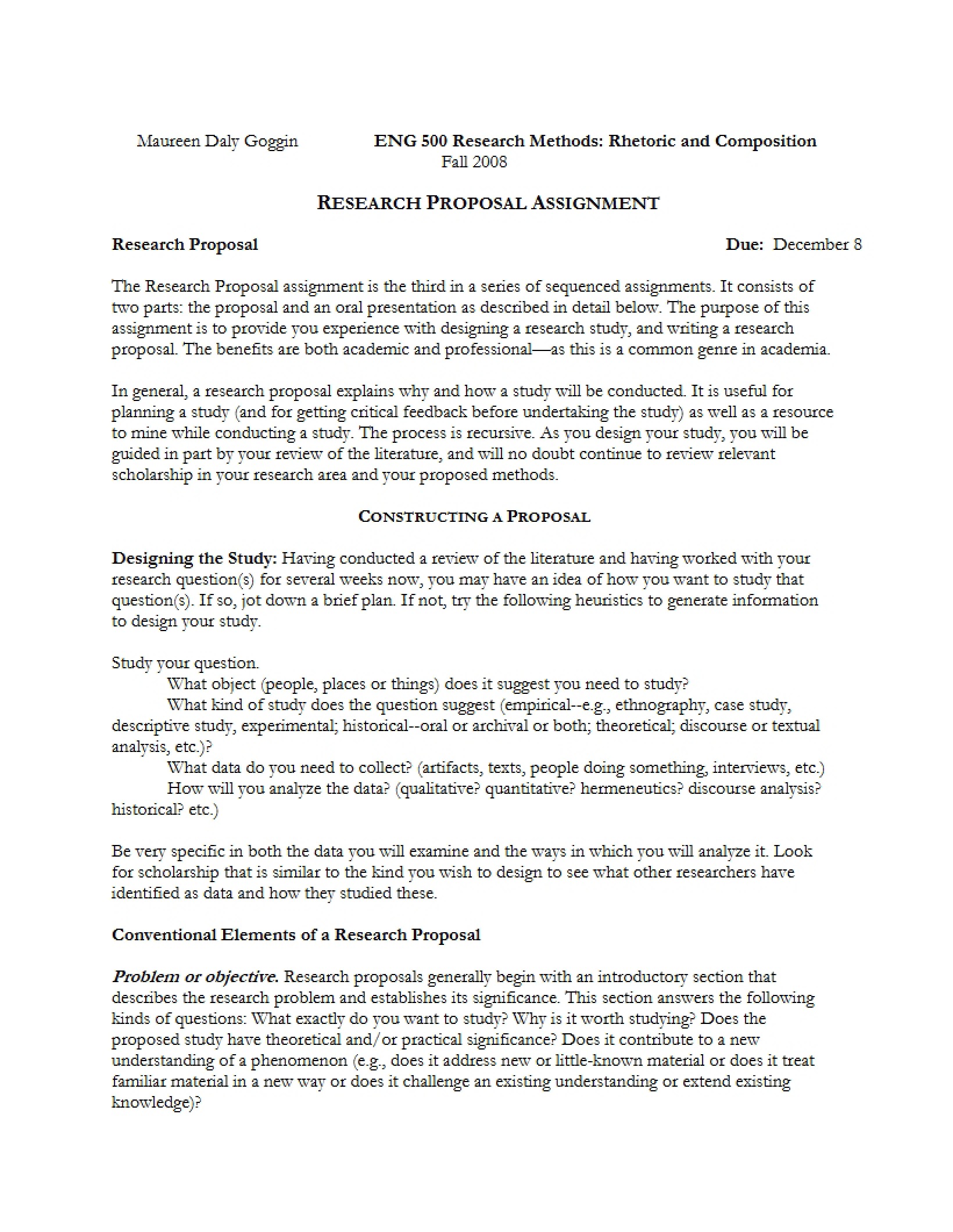 Assignment Research Proposal