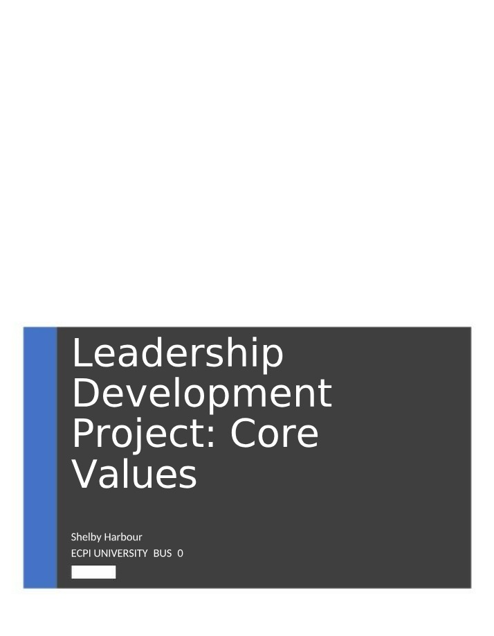 Core Values - Leadership Development Project