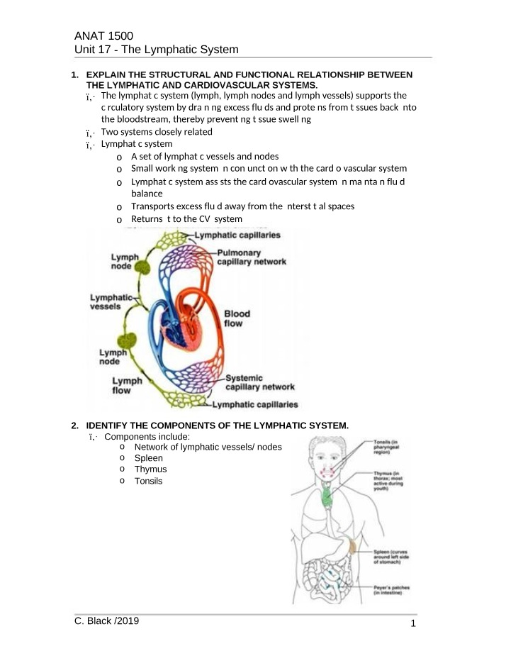 The Lymphatic System - ANAT 1500 Unit 17