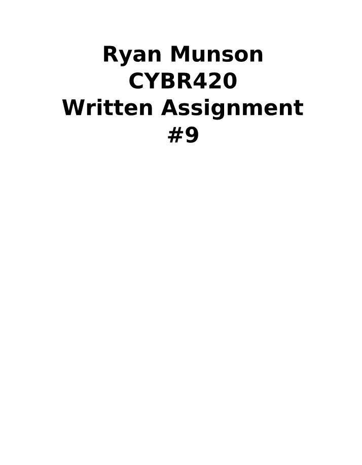 CYBR420 Assignment 9 - RMunson