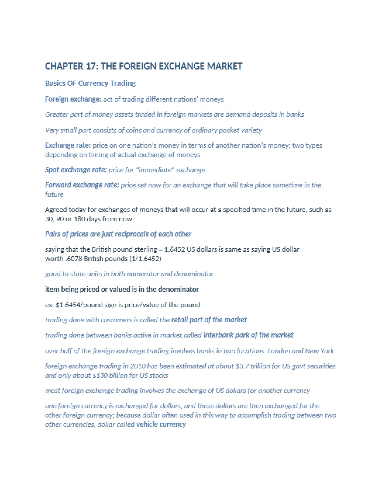 Foreign Exchange Market Chapter 17