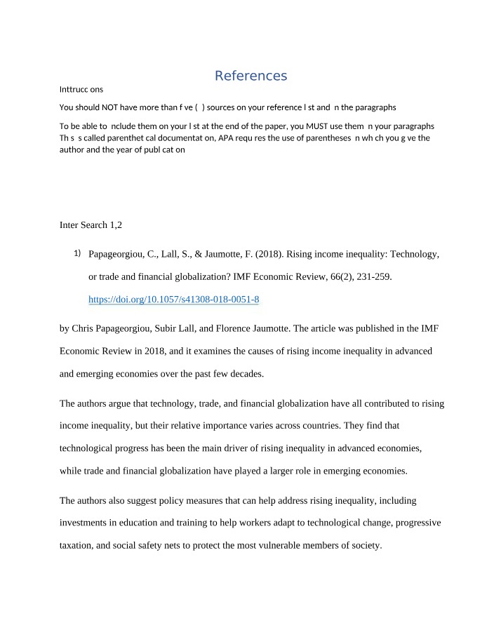 Technology, Globalization, and Income Inequality References