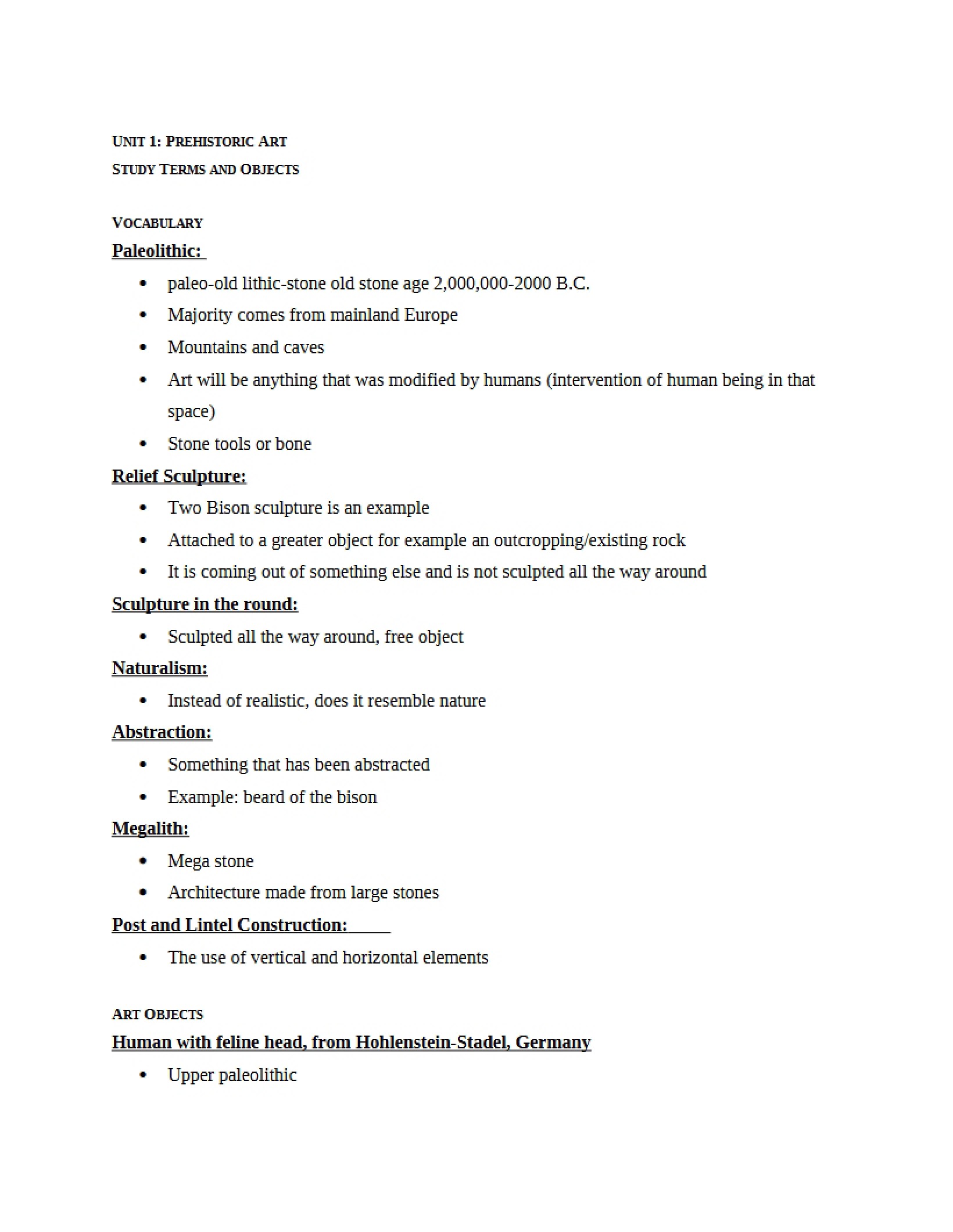 Study Terms for Unit One