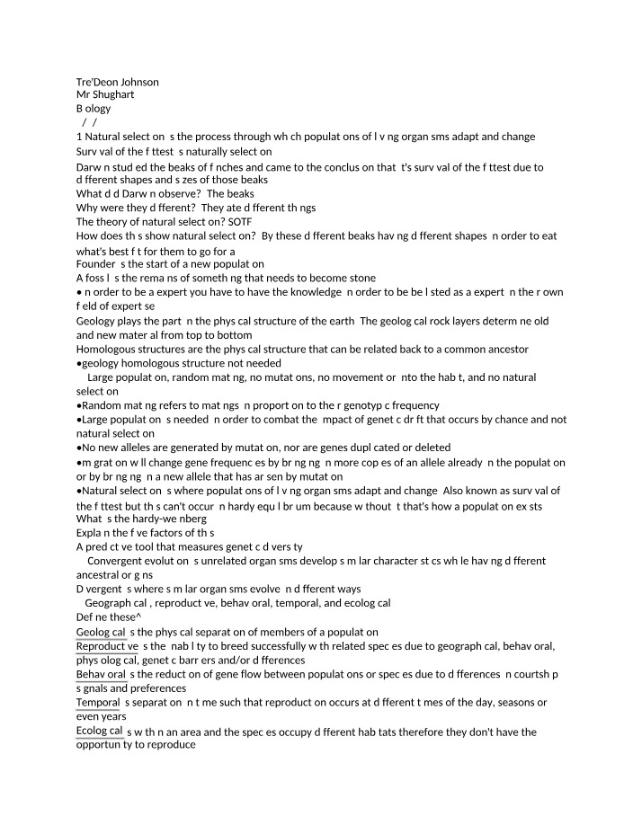 Biology Class Notes