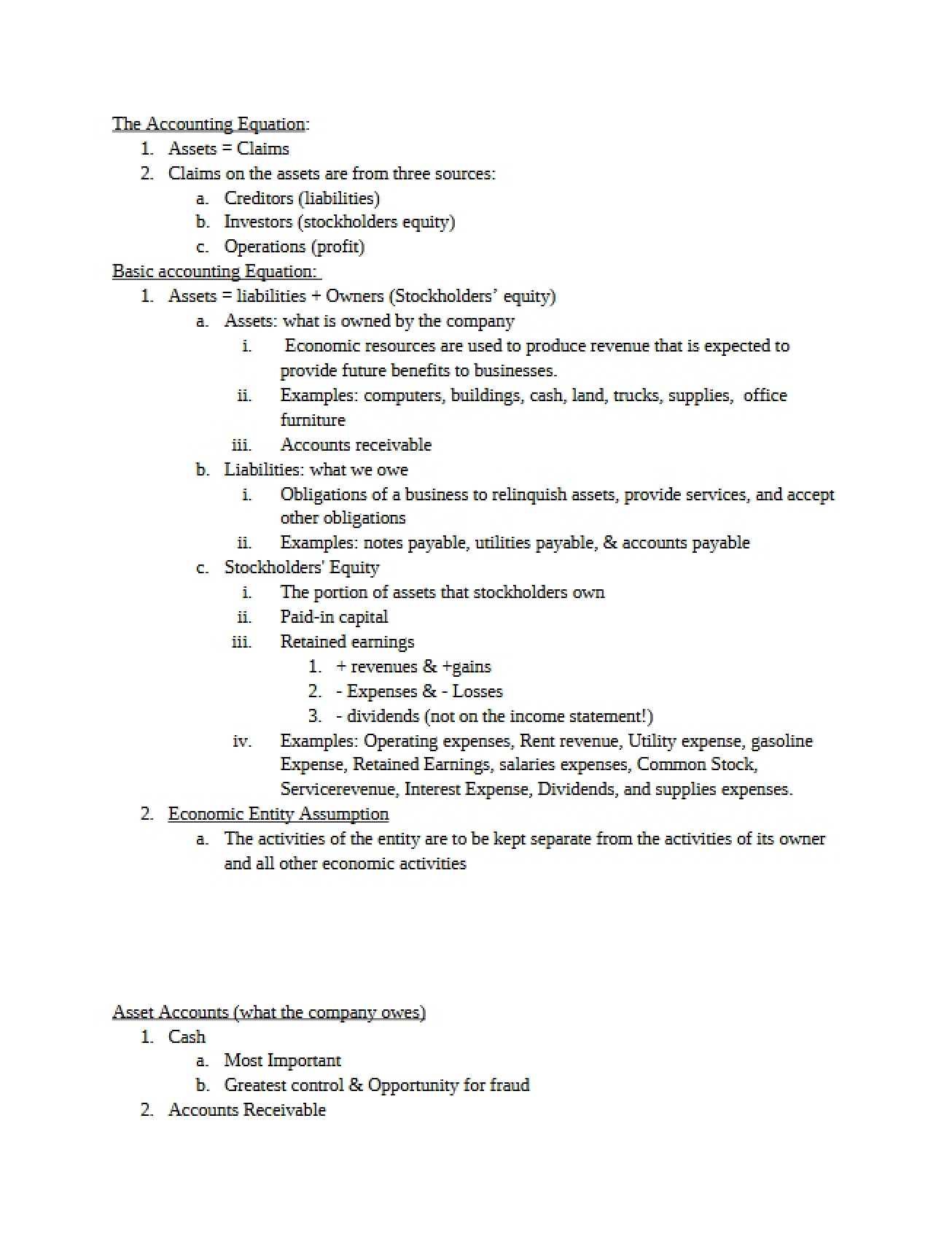 Equation of Accounting