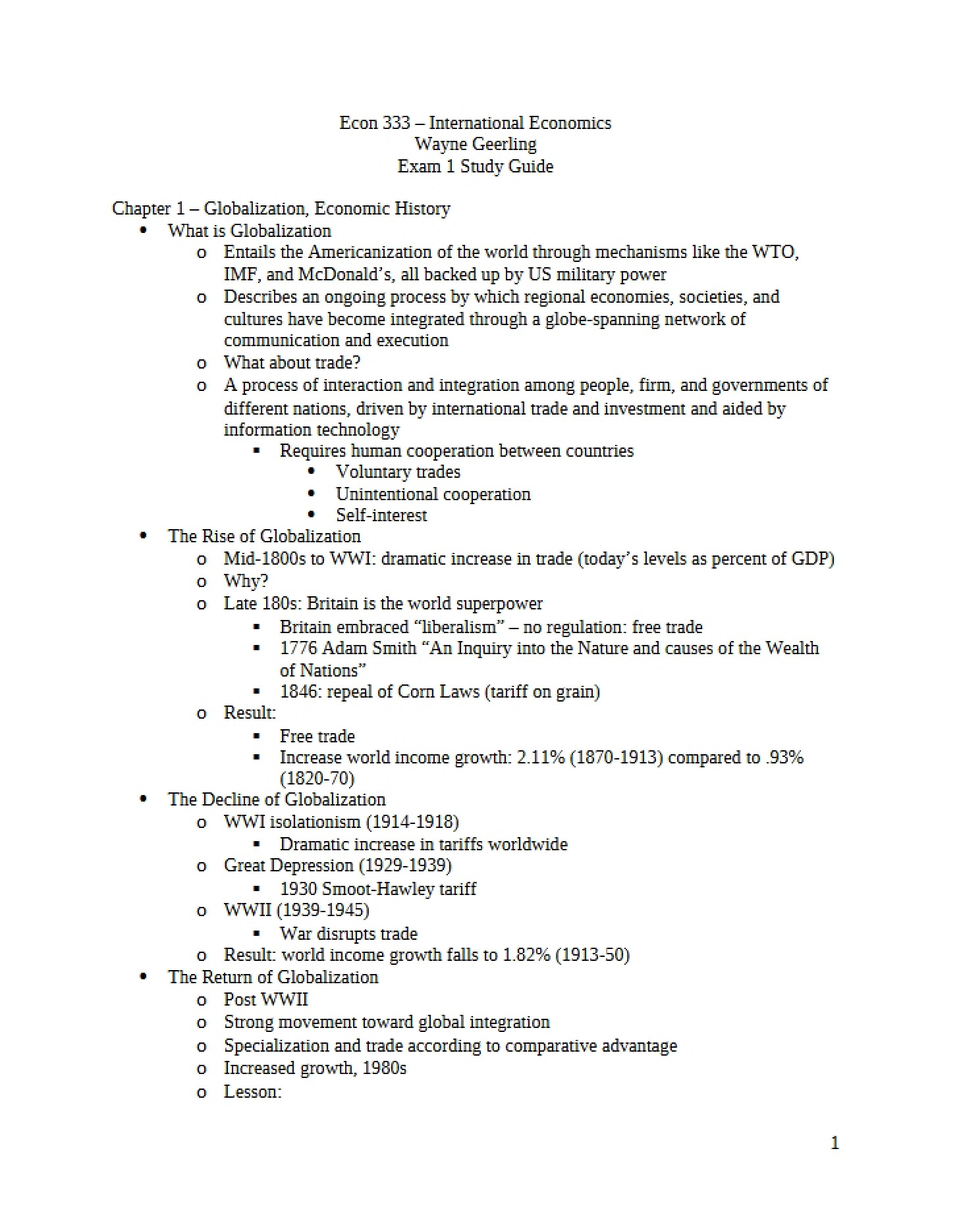 Economic History and Globalization (Chapter 1)