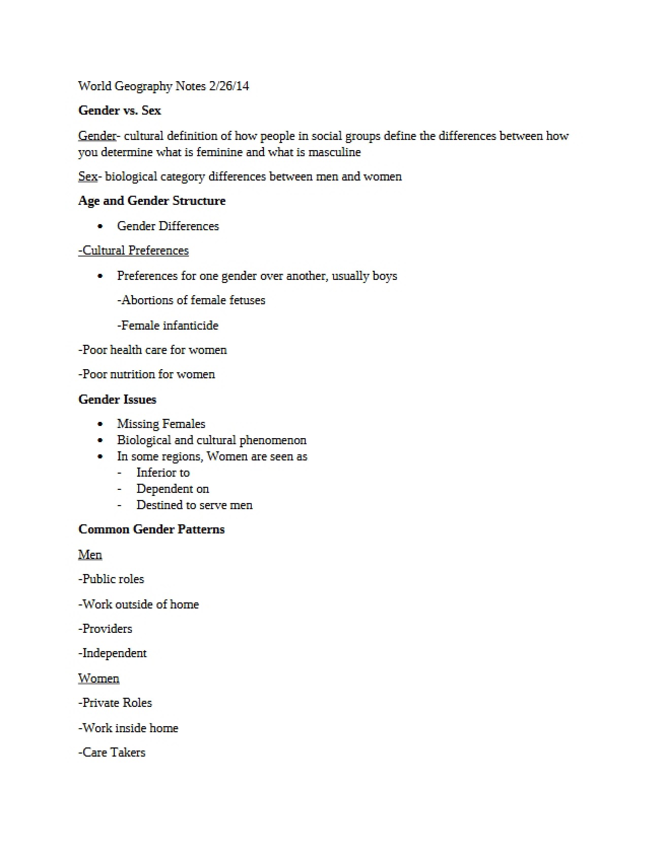 World Geography Lecture Notes