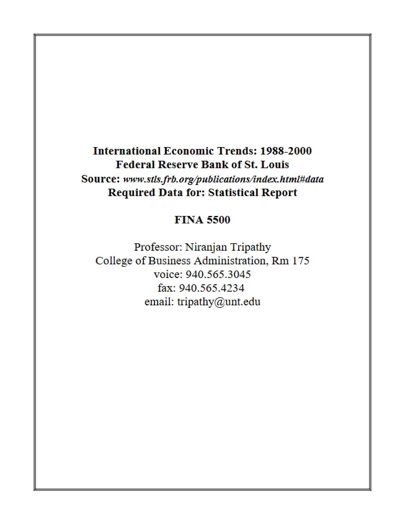 Material for Statistical Report