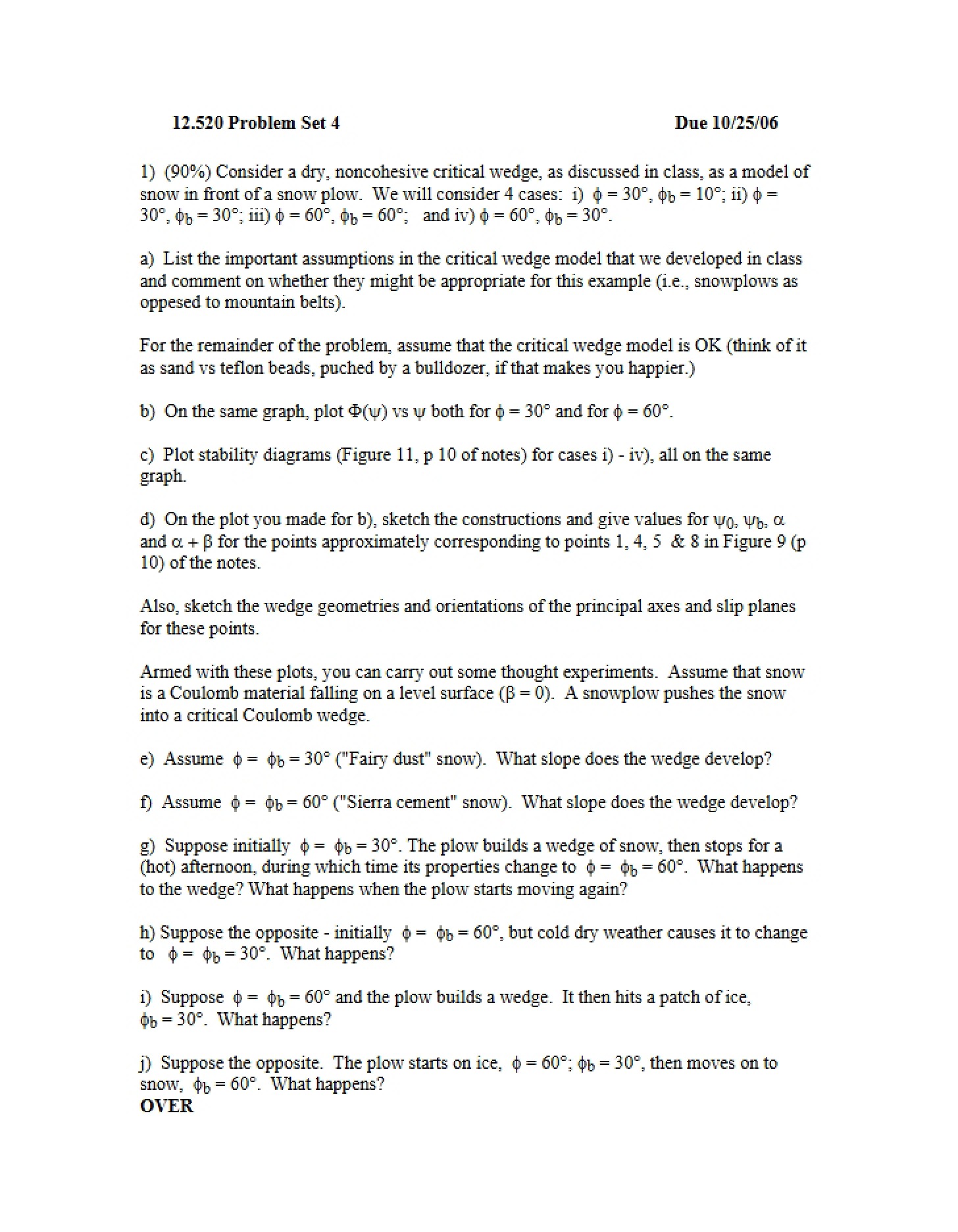 Fourth Set of Problems