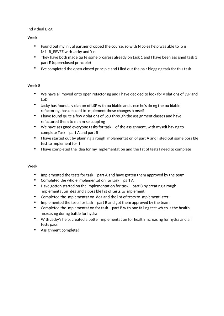 Individual Blog Assignment