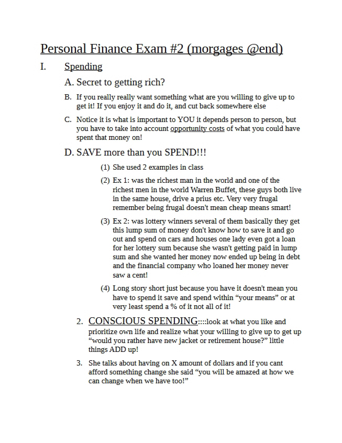 Exam Number Two for Personal Finance