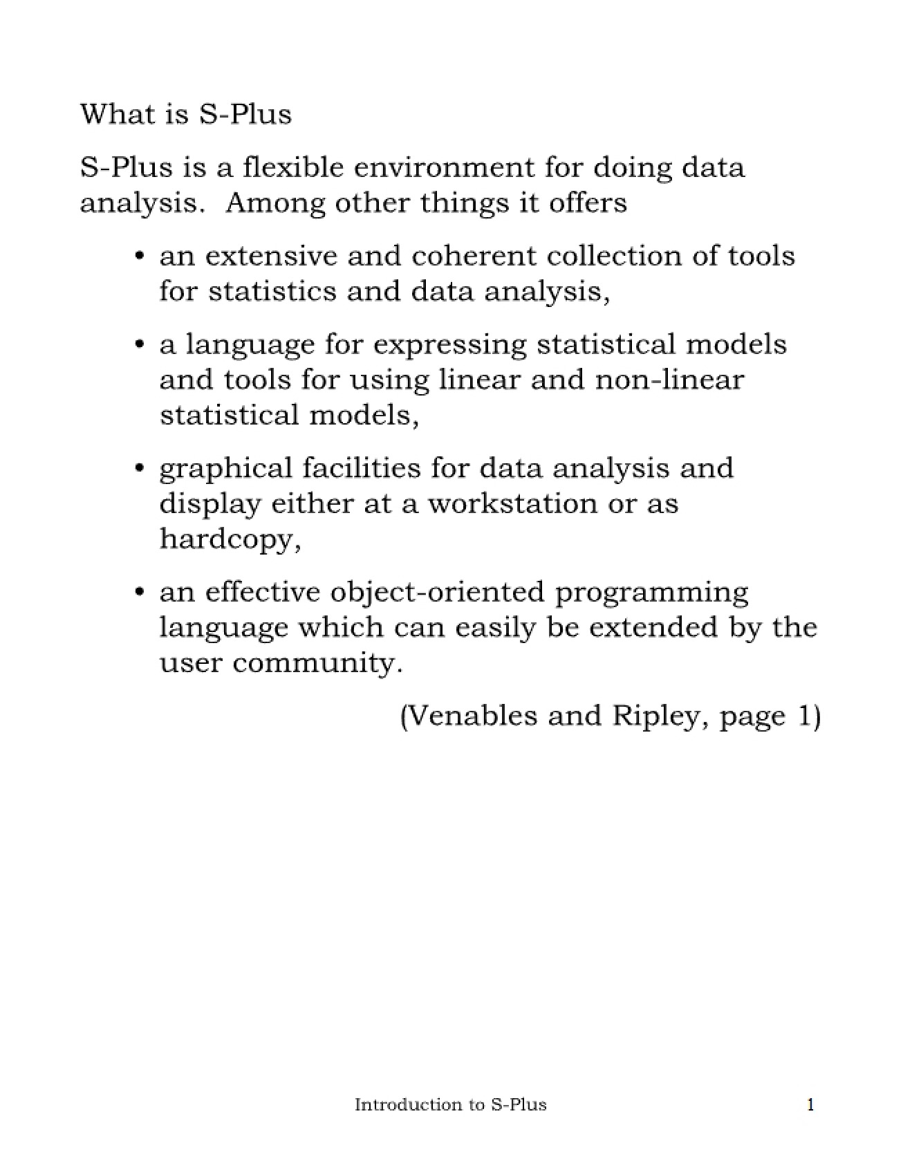S-Plus Statistical Computing