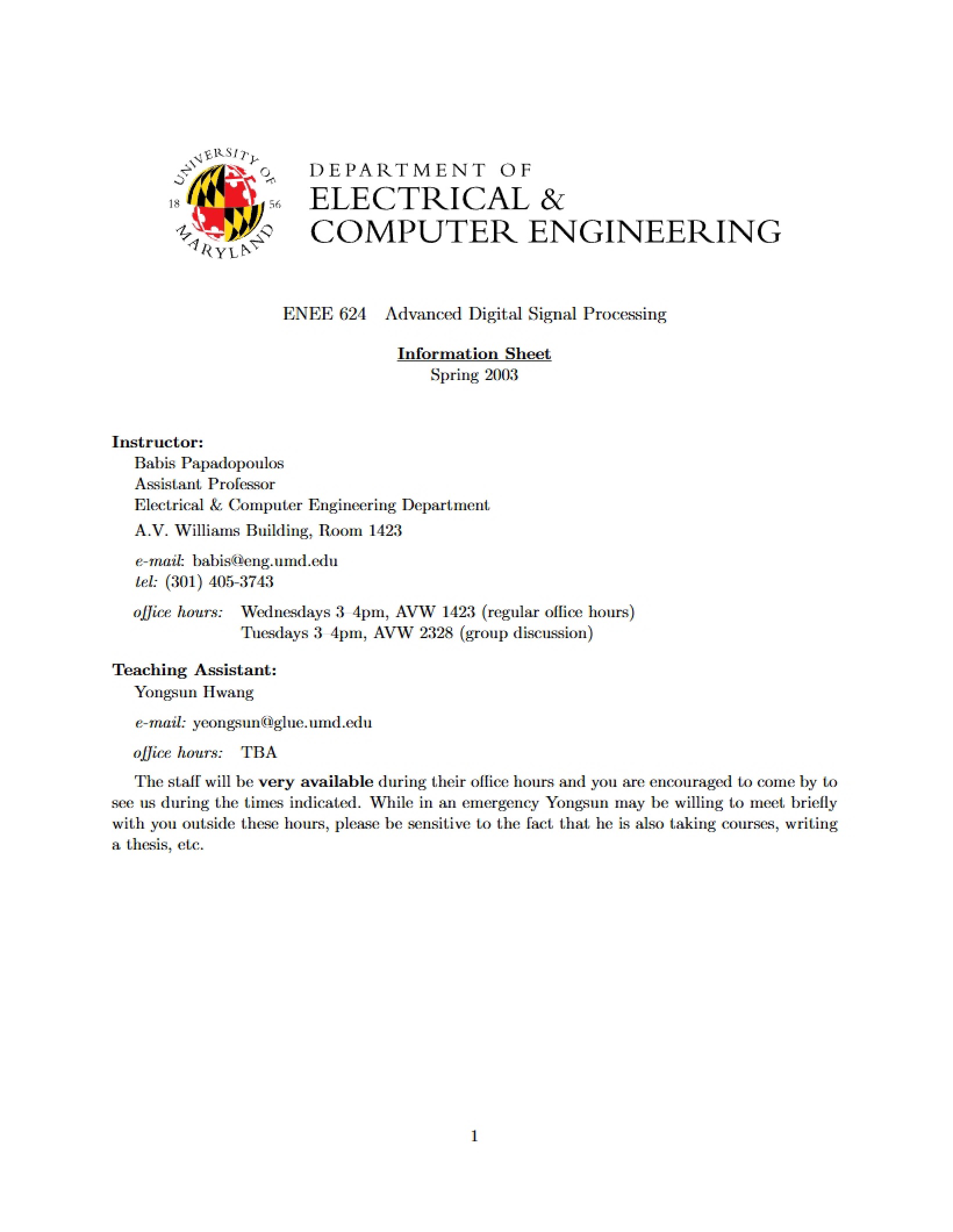 Course Info Sheet