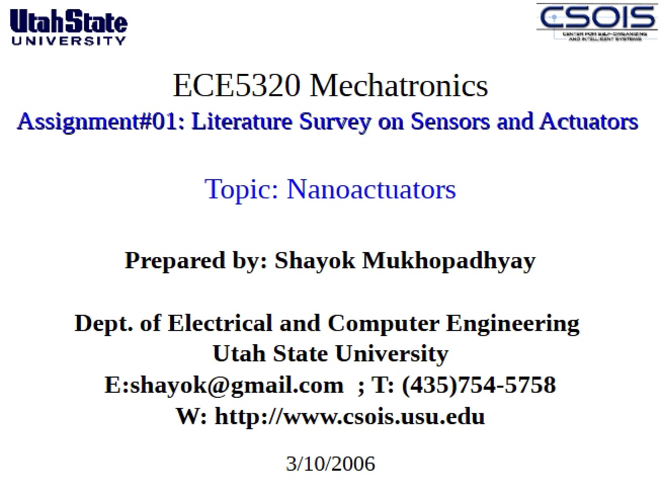 Actuators on Nanoscale