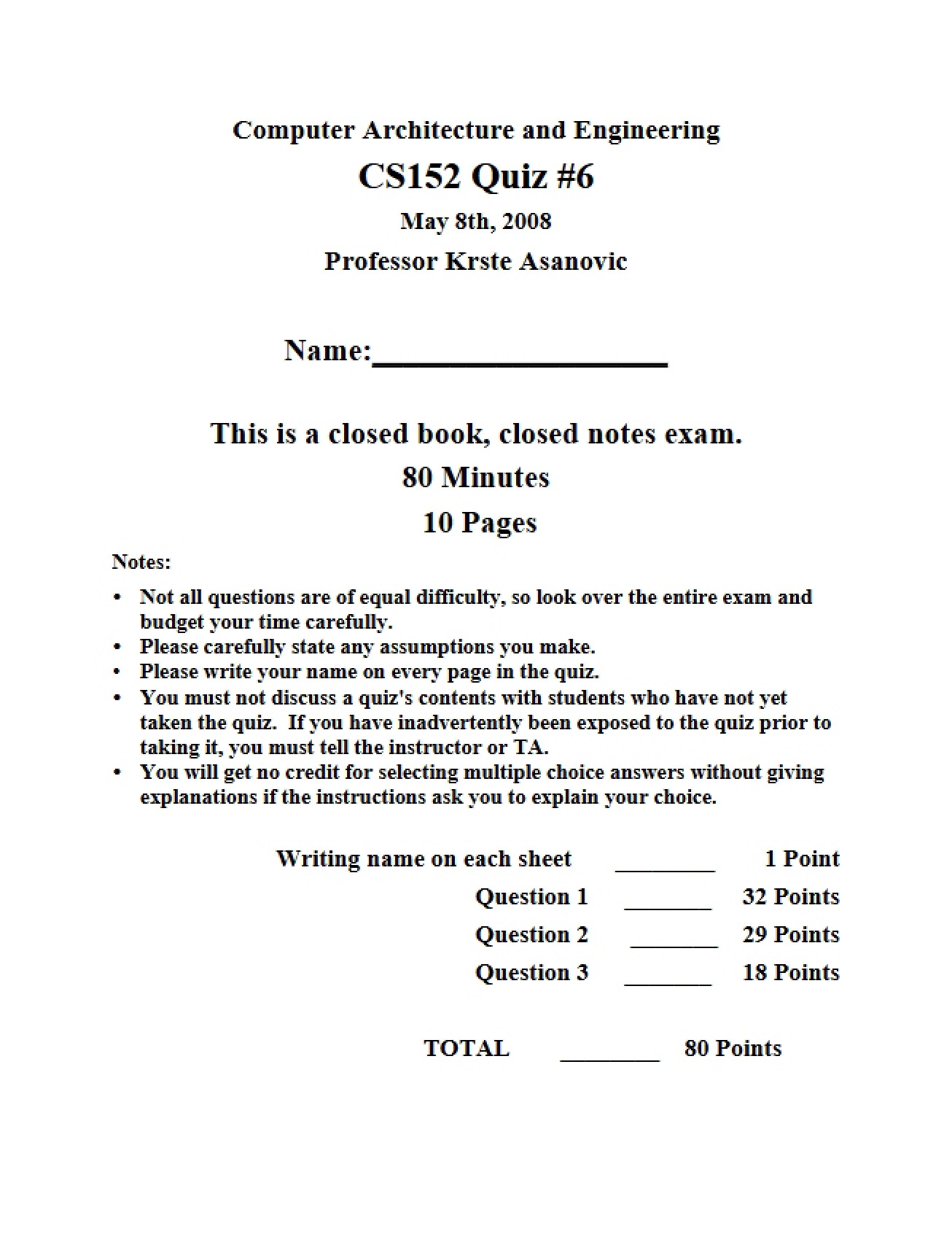Class Quiz