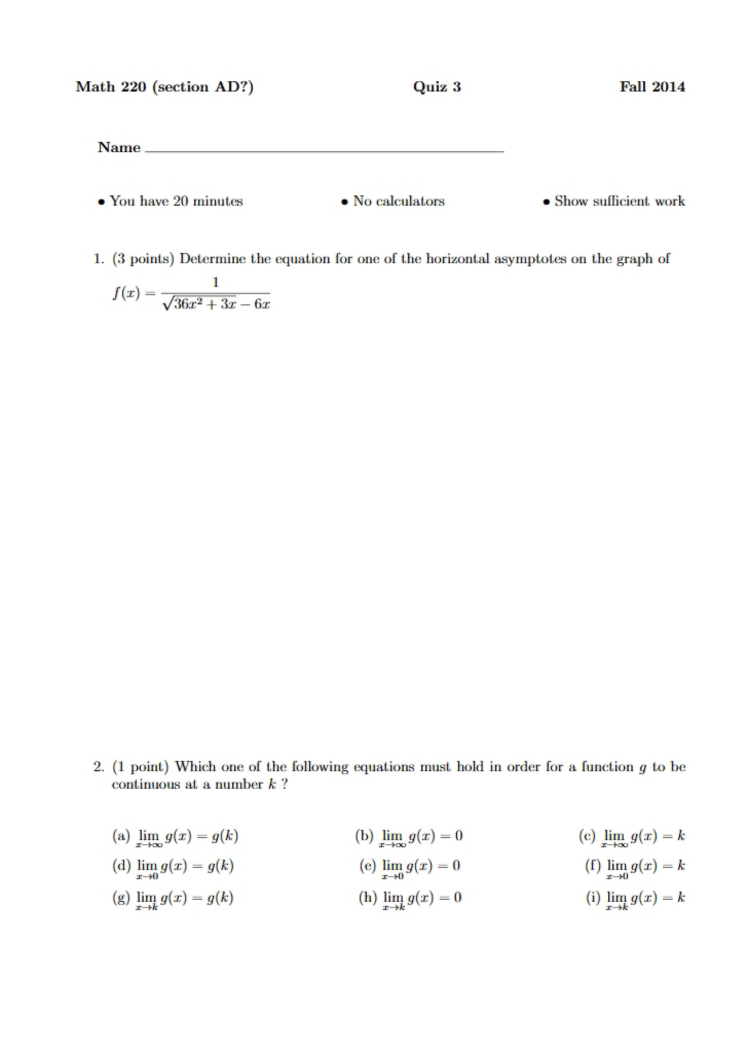 Quiz No. 03