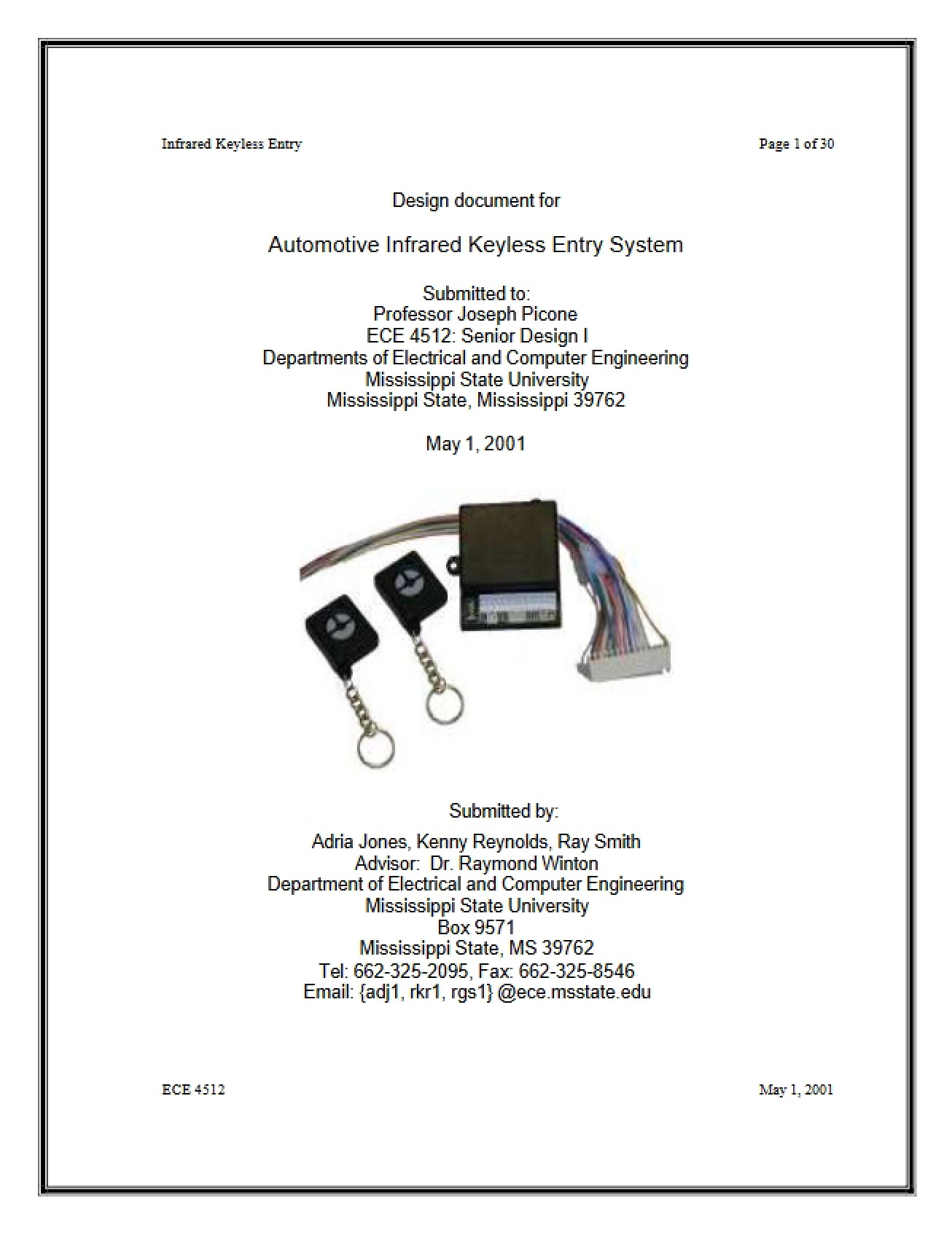 Design Doc for Keyless Entry