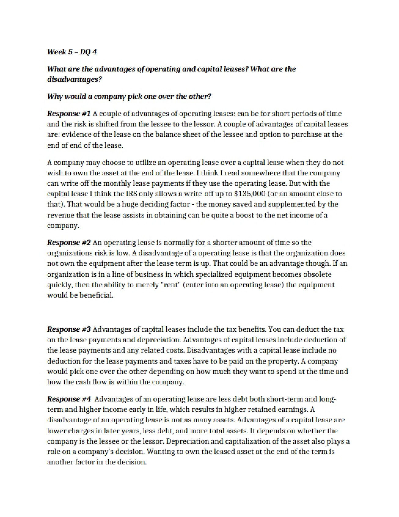 Essay on Financial Accounting II - ACC 422T
