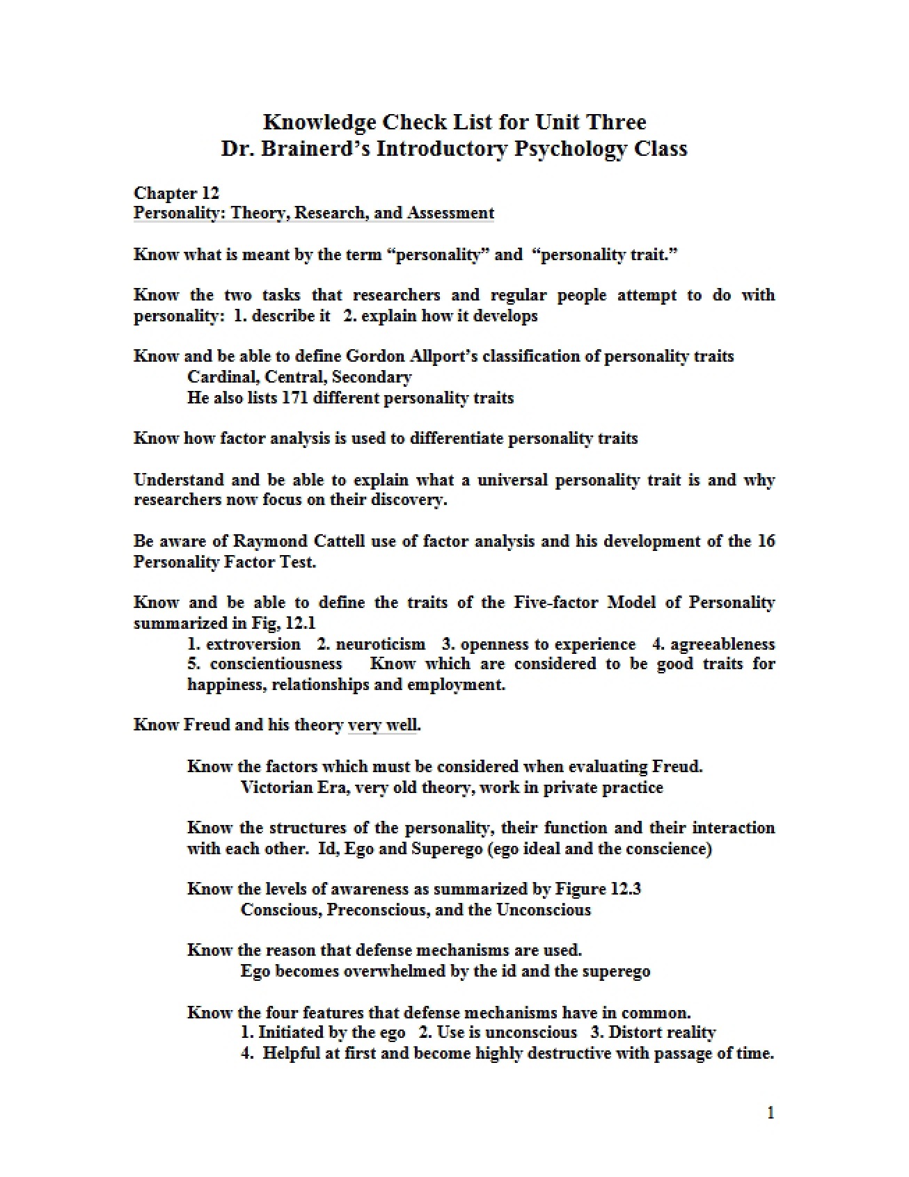 Personality Assessment, Research, and Theory