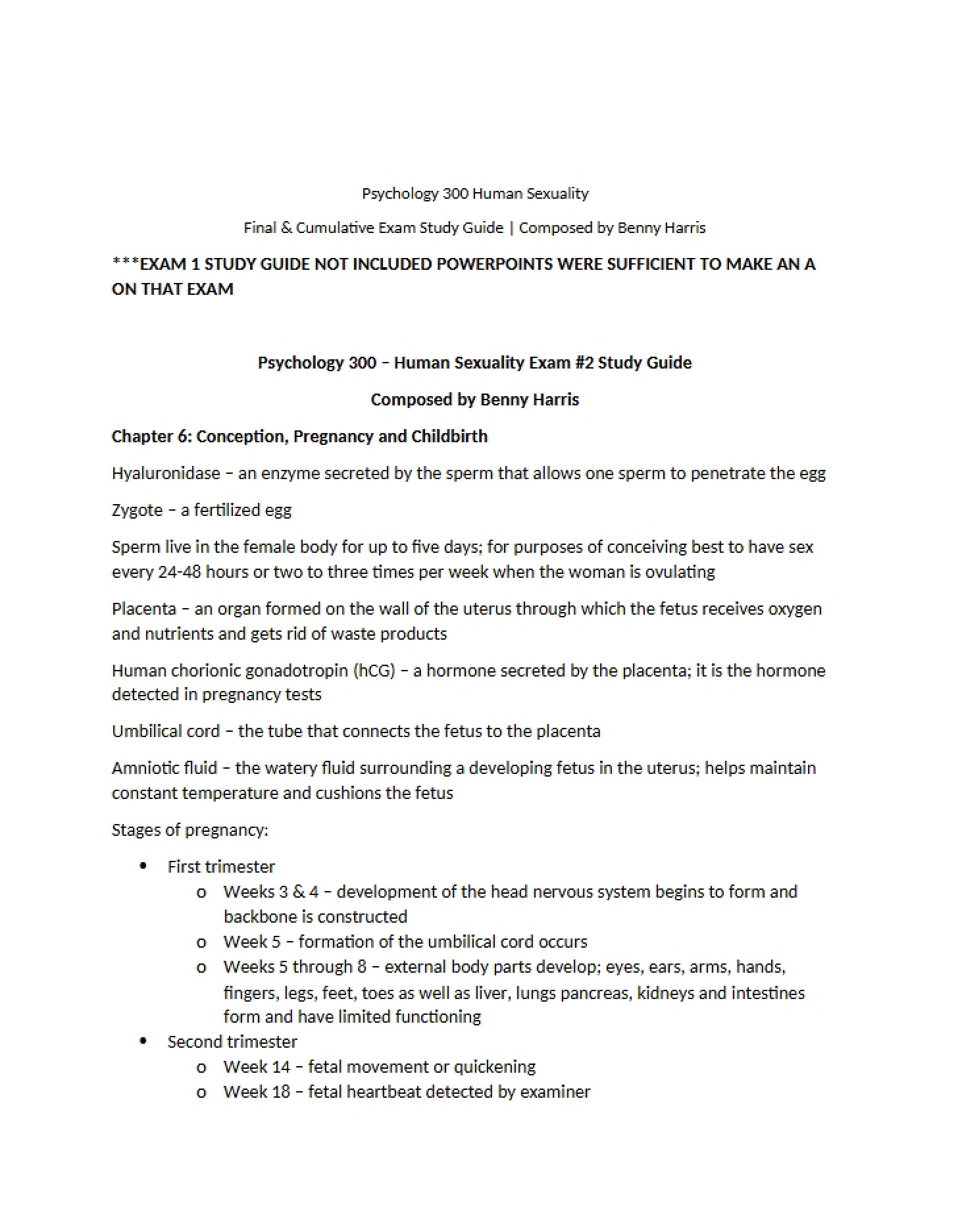 Study Guide for Cumulative Final Exam