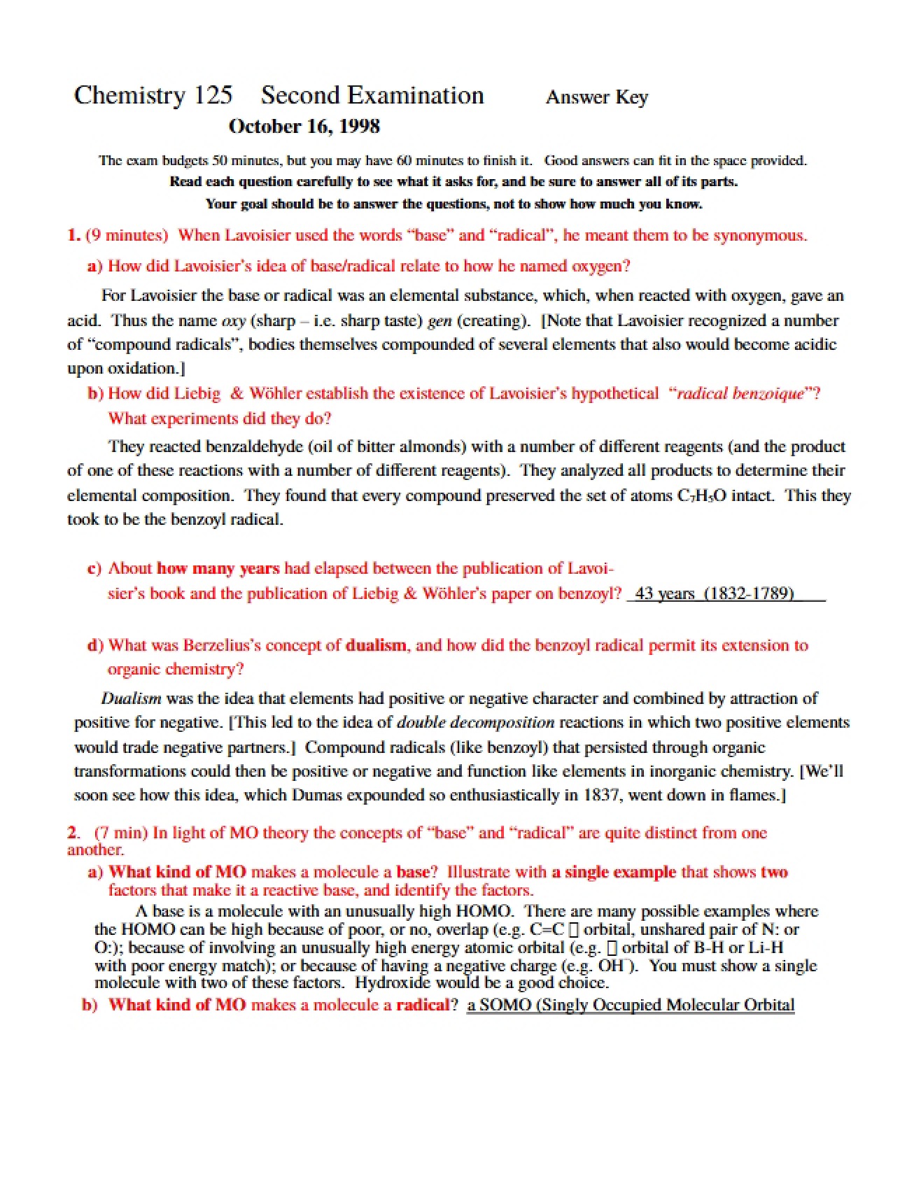 Exam Two Answers