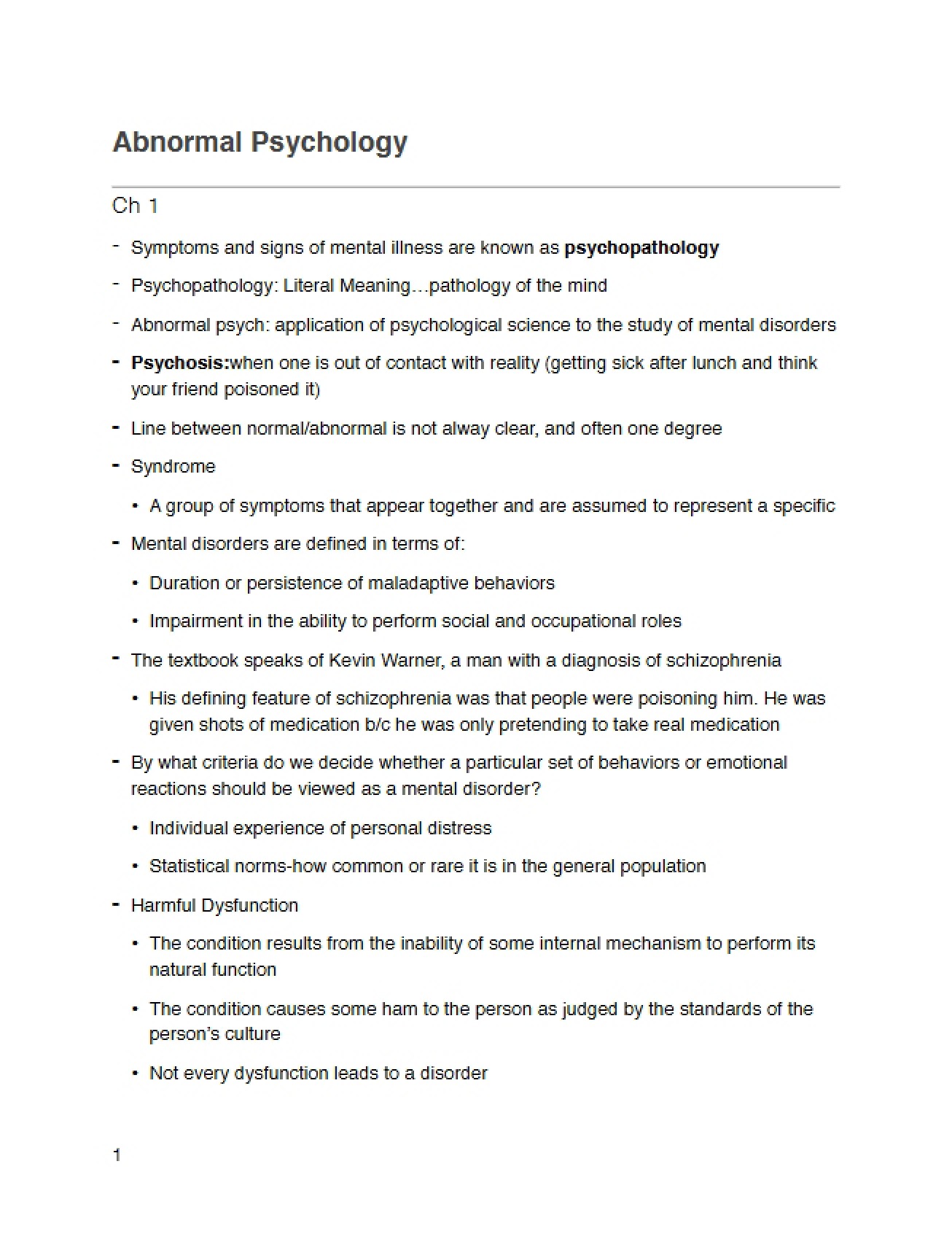 Introduction to Abnormal Psychology