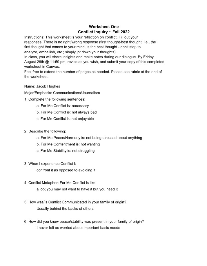 COMM 488 Worksheet One