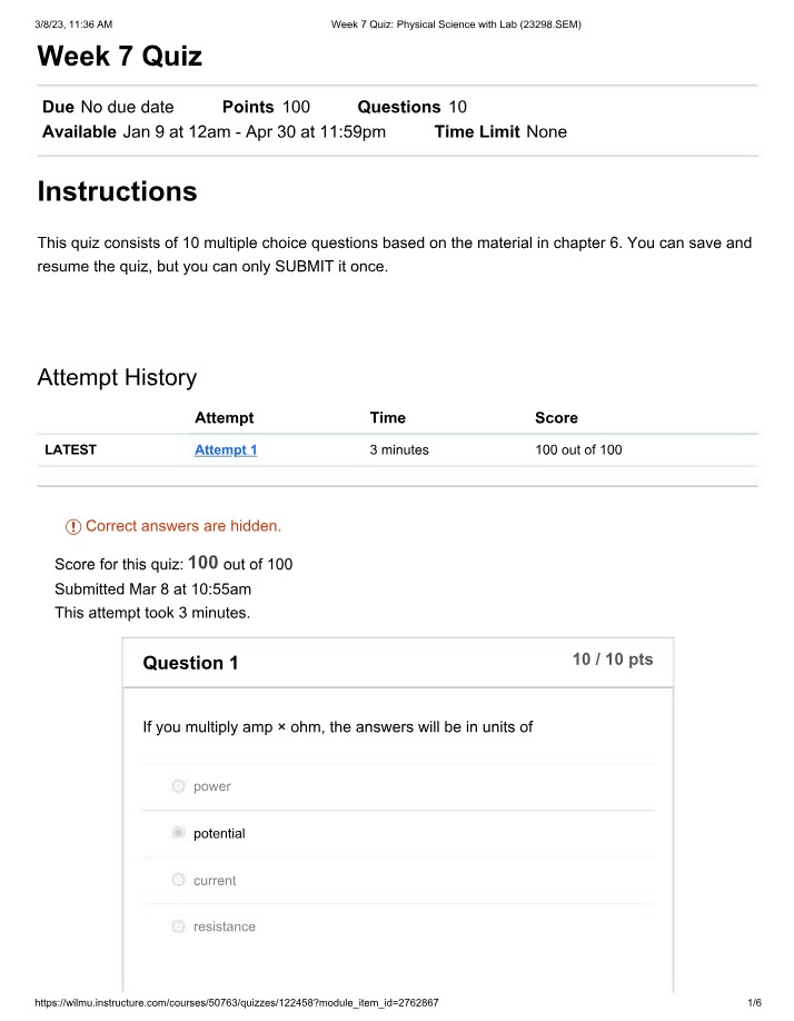 PHYS23298 Week 7 Quiz