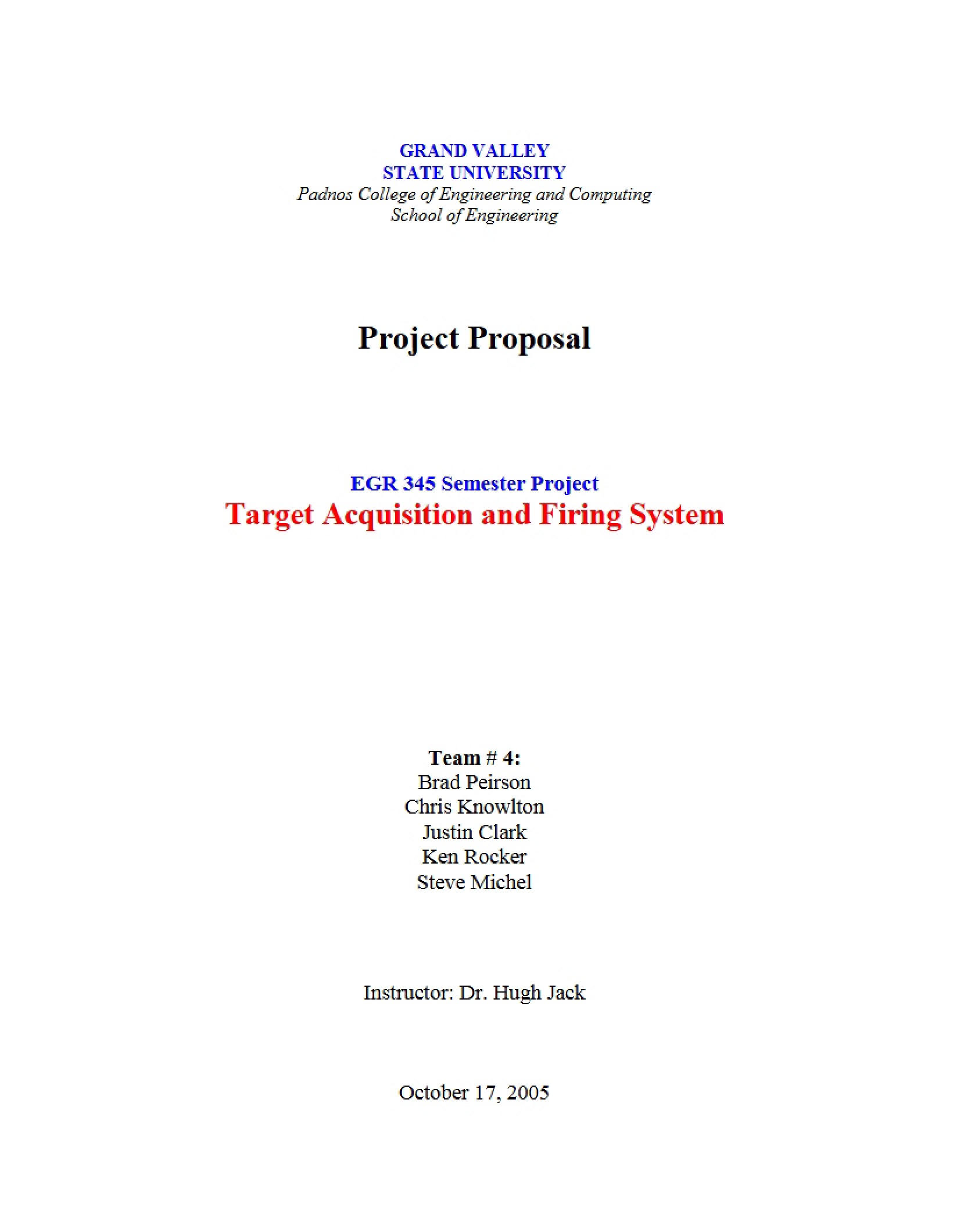Firing System and Target Acquisition