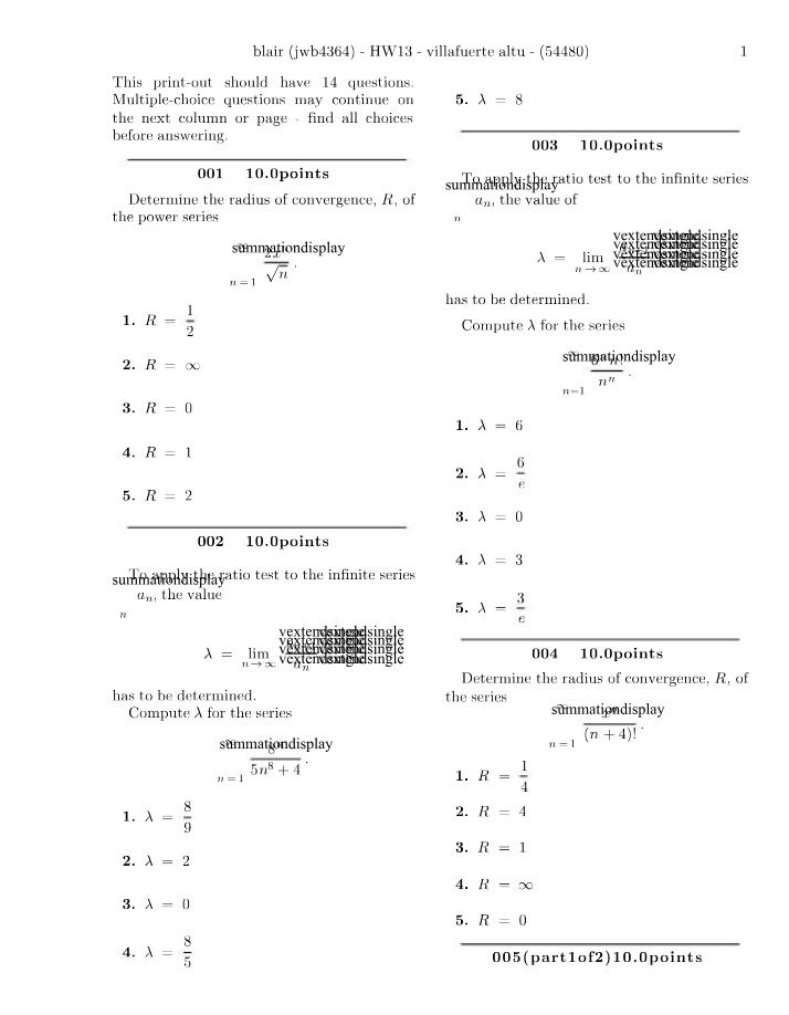 Homework 13 Problems