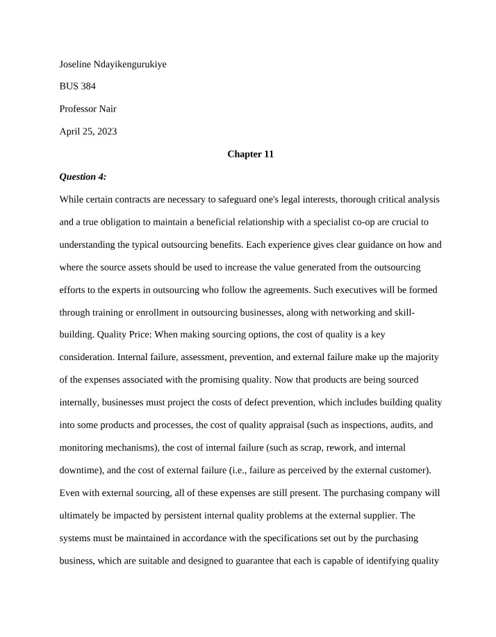 BUS 384 Chapter 11 Notes