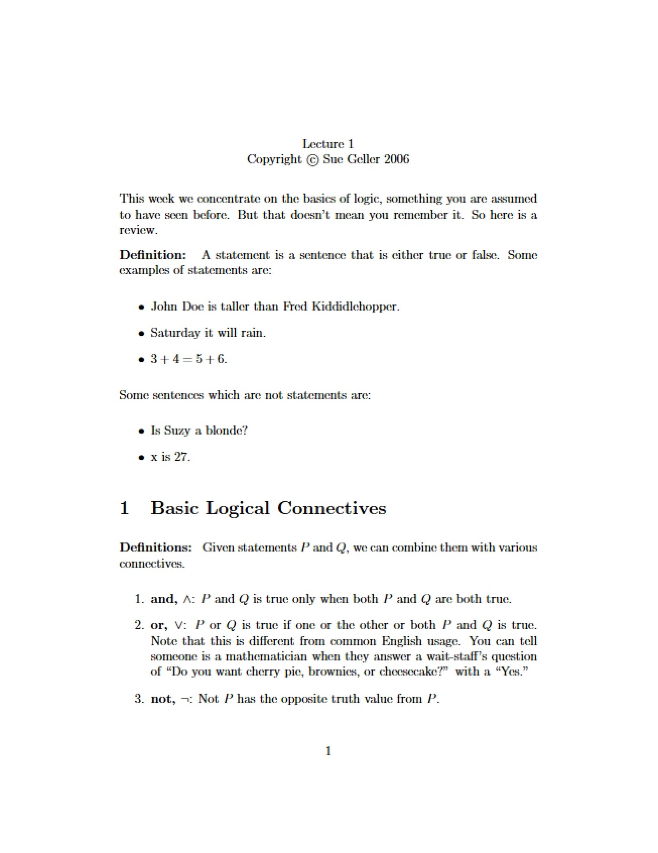 Lecture Number One