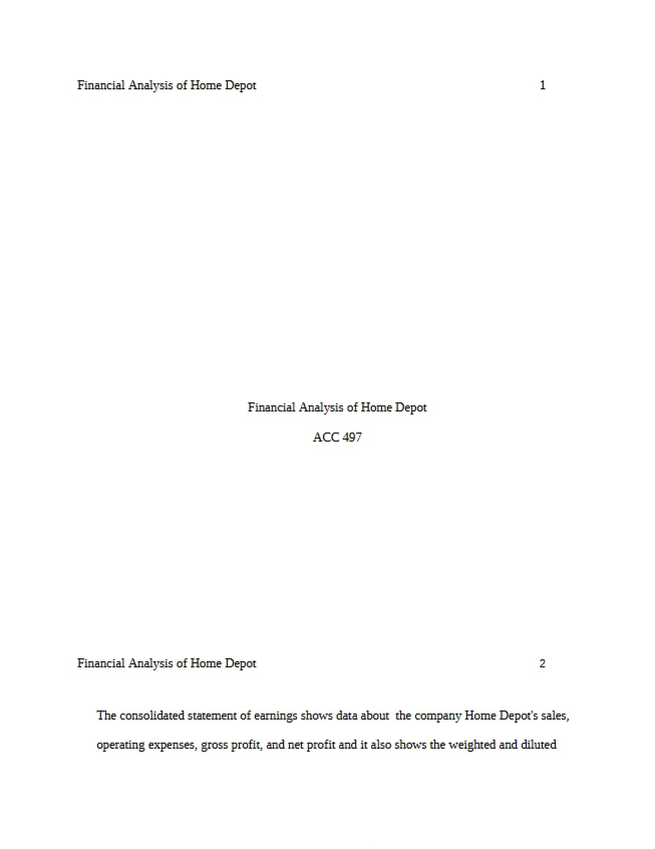 Home Depot Financial Analysis