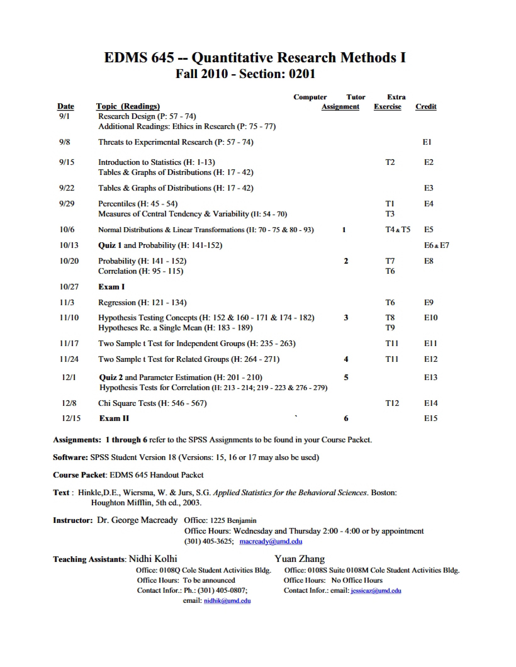 Syllabus for Research Class