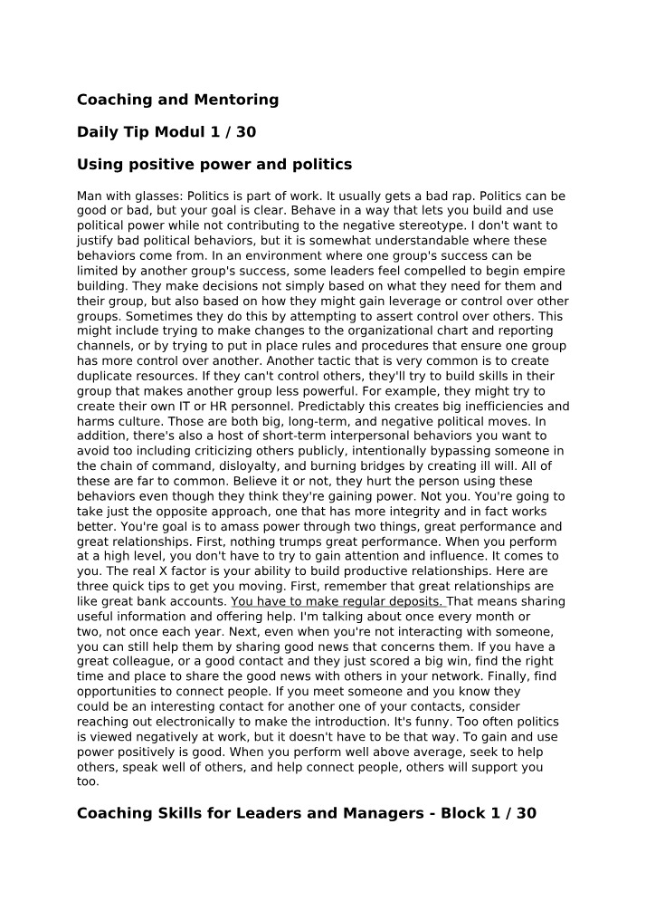 Positive Power and Politics