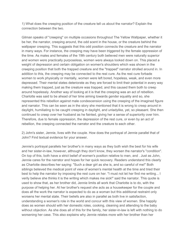 Exploring Female Oppression and the Creeping Connection