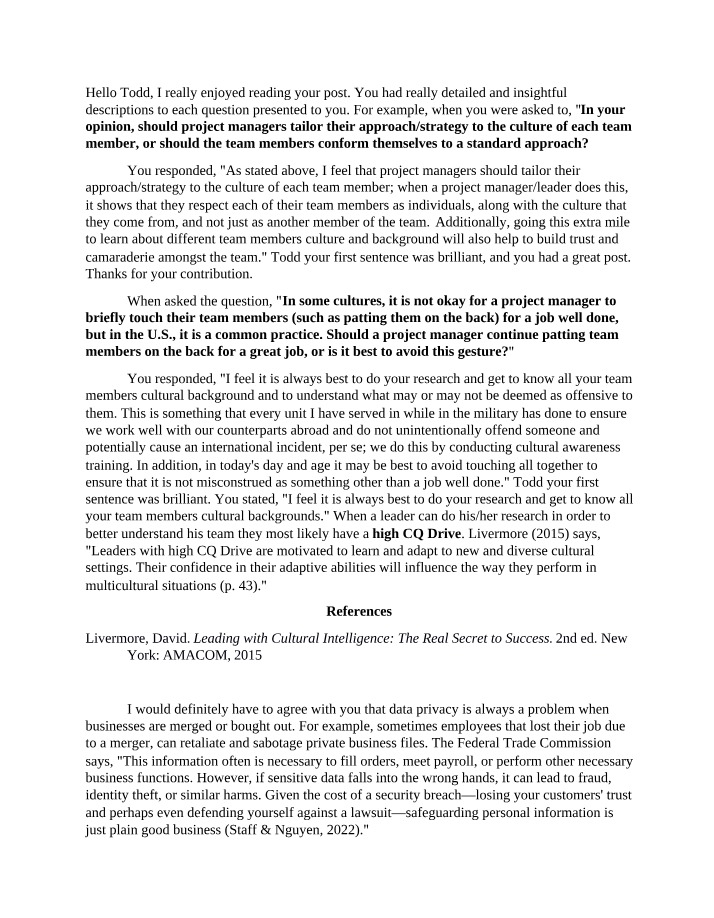 Excelsior Discussion Post Initial Draft