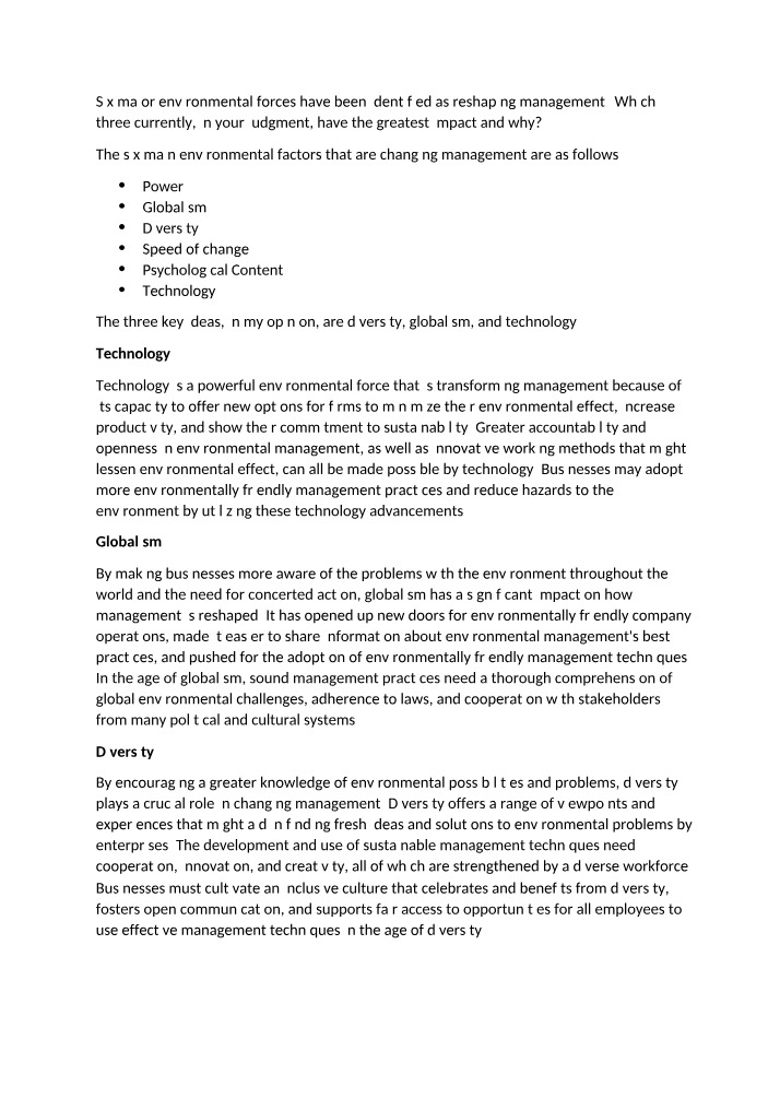 REI Case Study - Impact of Power, Diversity, Globalism, and Technology