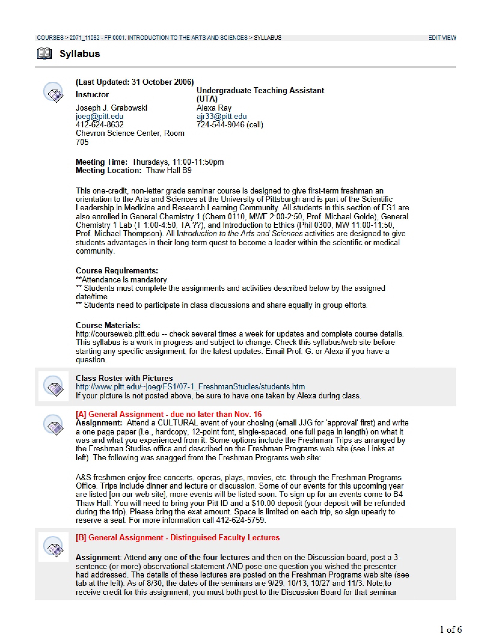 Syllabus for FP 0001