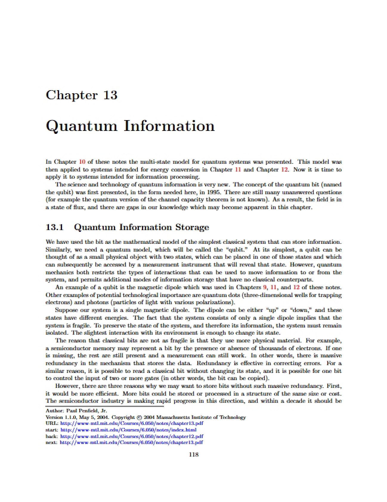 Information Theory (Quantum)