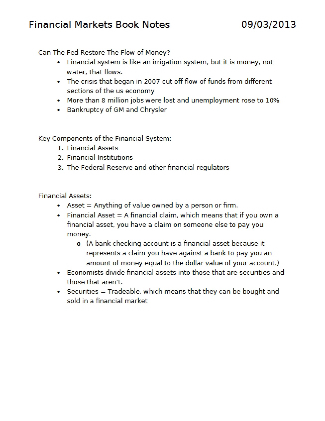 Overview of Global Financial Markets