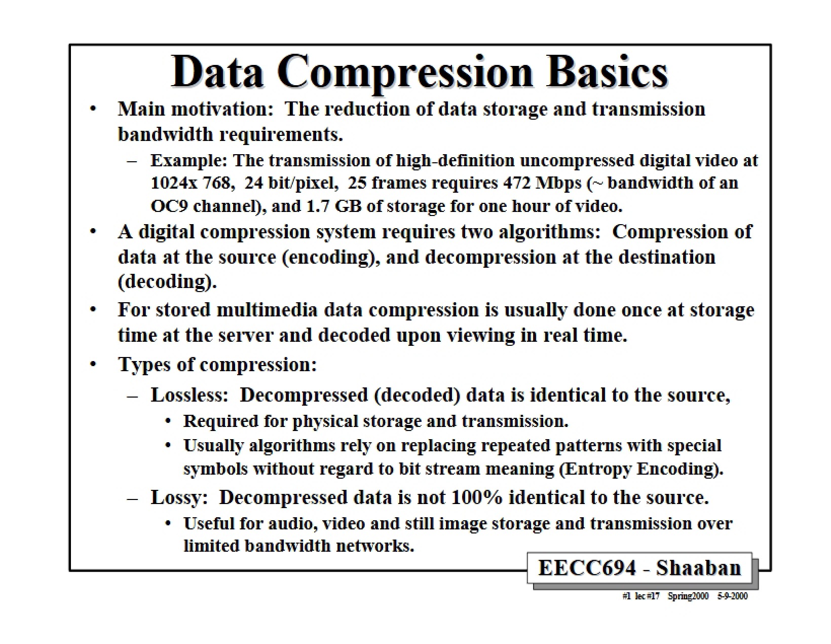 Fundamentals of Data Compression