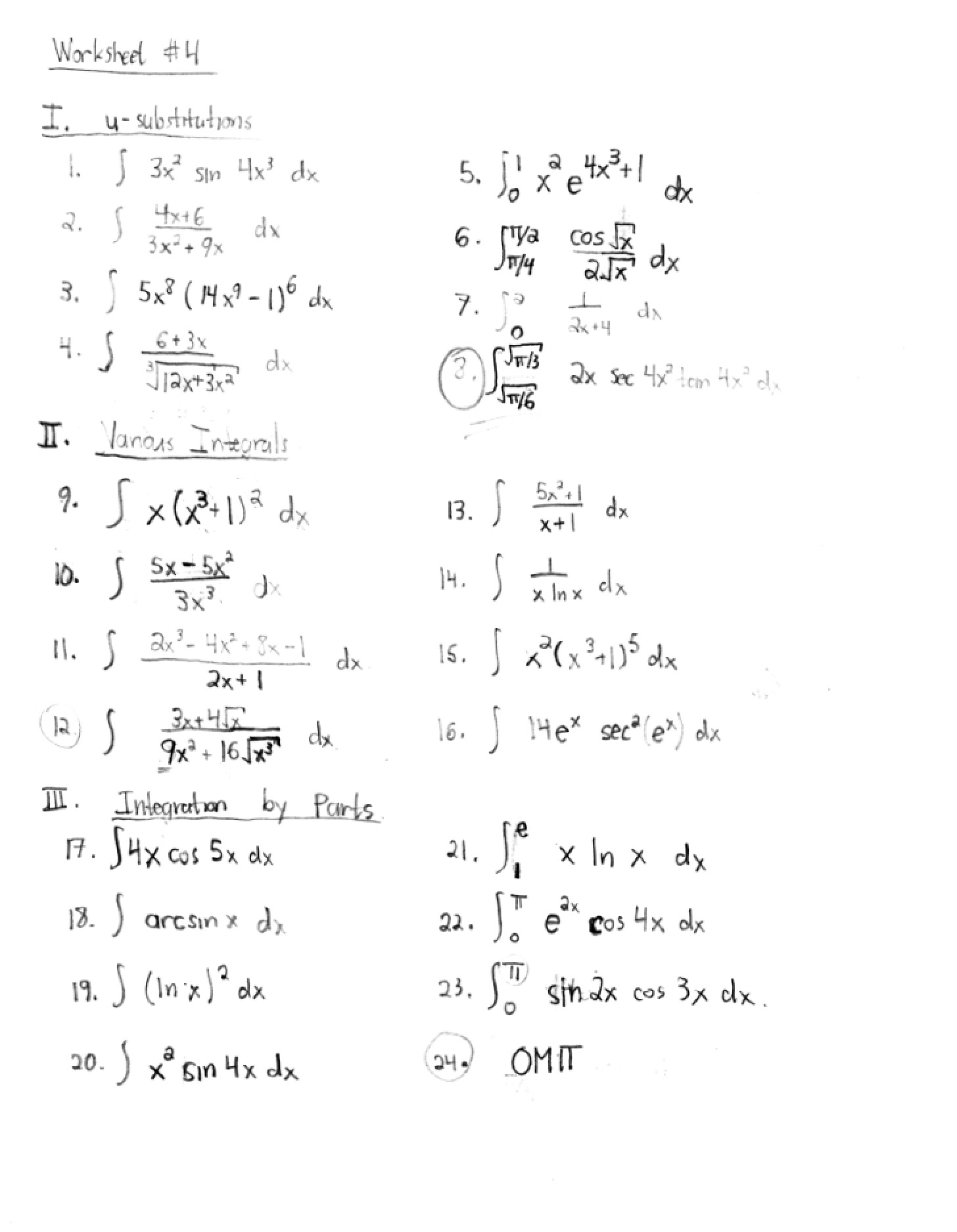 Fourth Worksheet