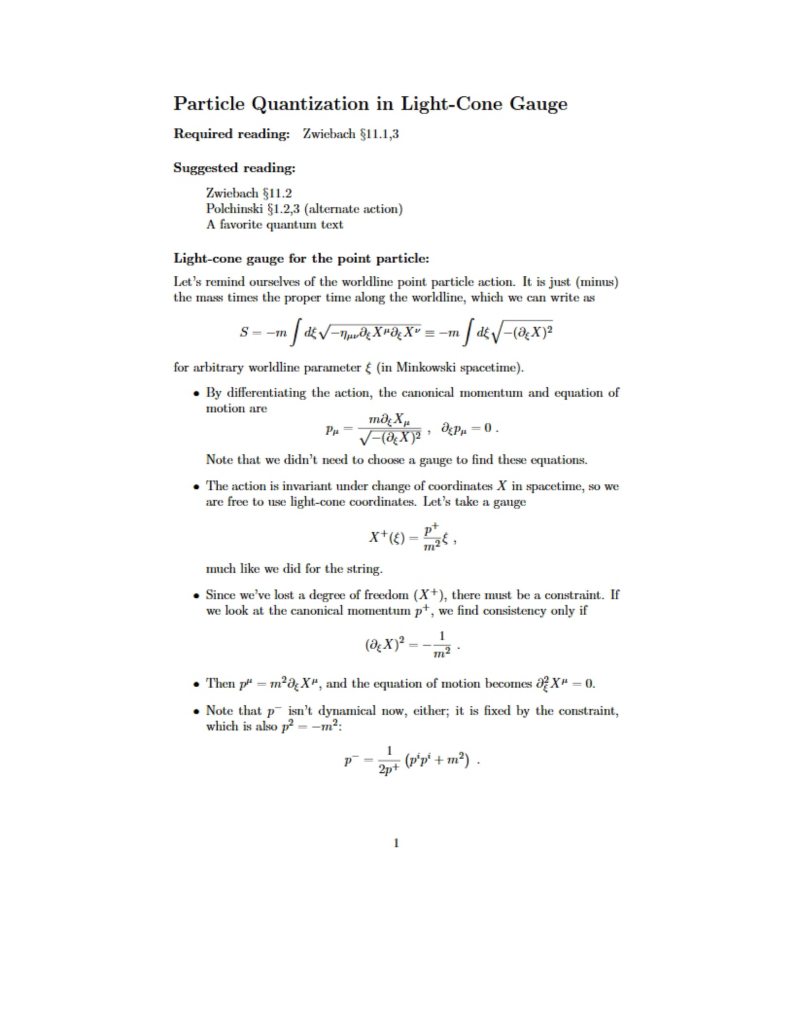 Light-Cone Gauge Particle Quantization