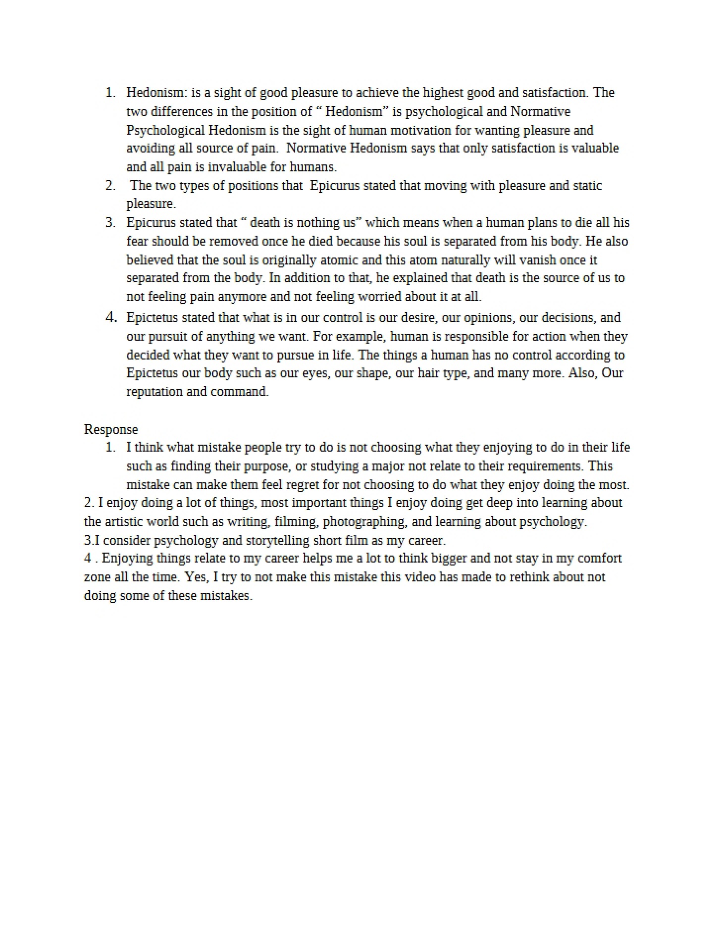 Quiz Three Philosophy