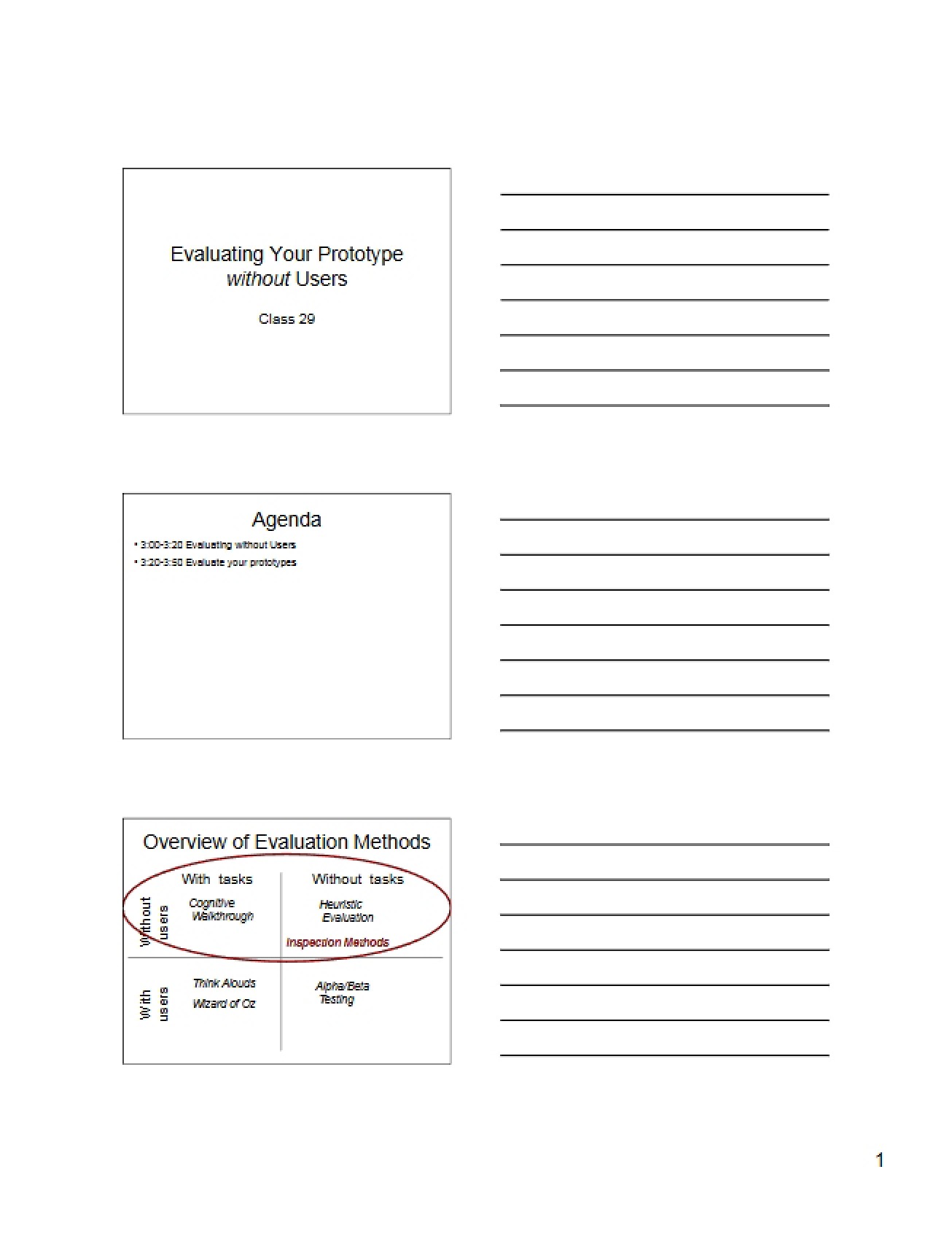 Methods for Evaluating a Prototype without User Input