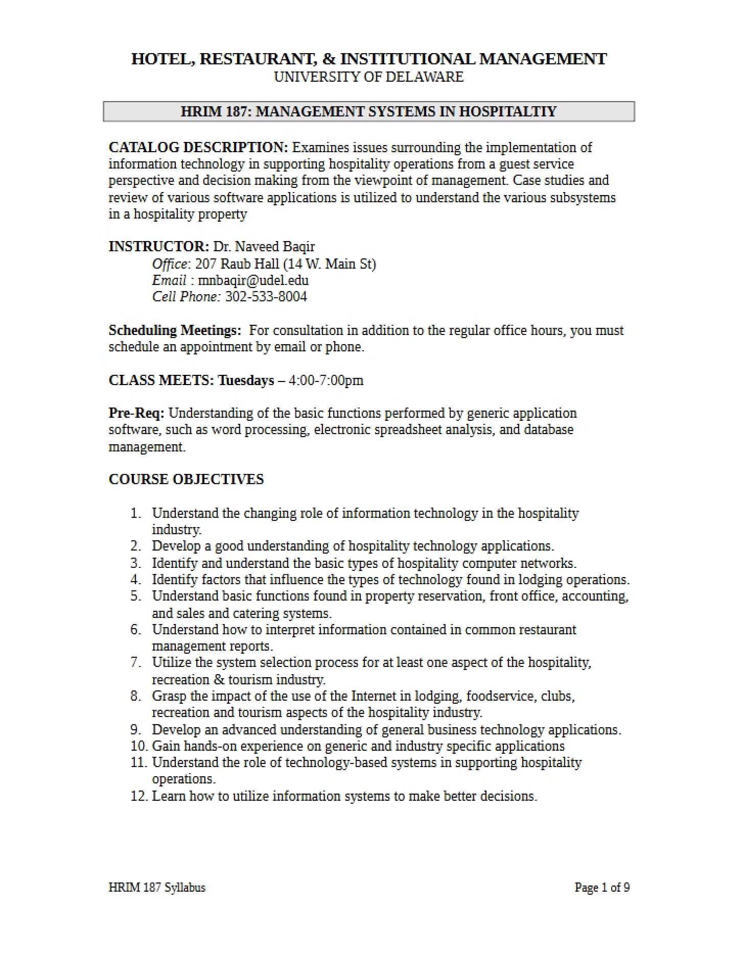 Course Syllabus