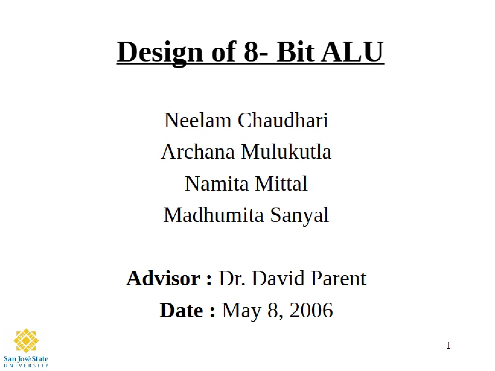 8-Bit ALU Design