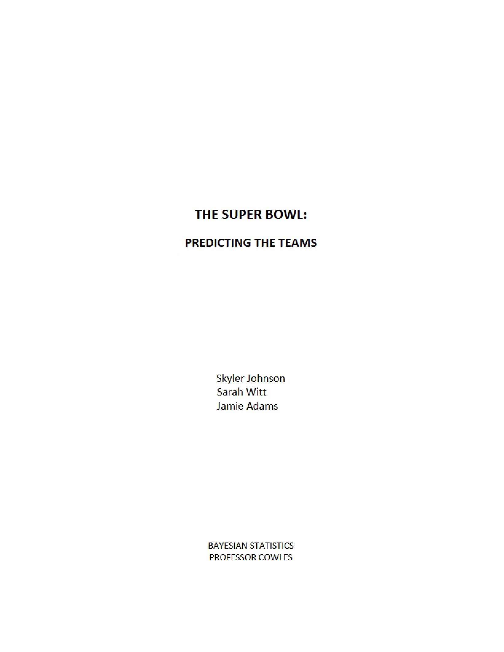 Predicting Teams The Super Bowl