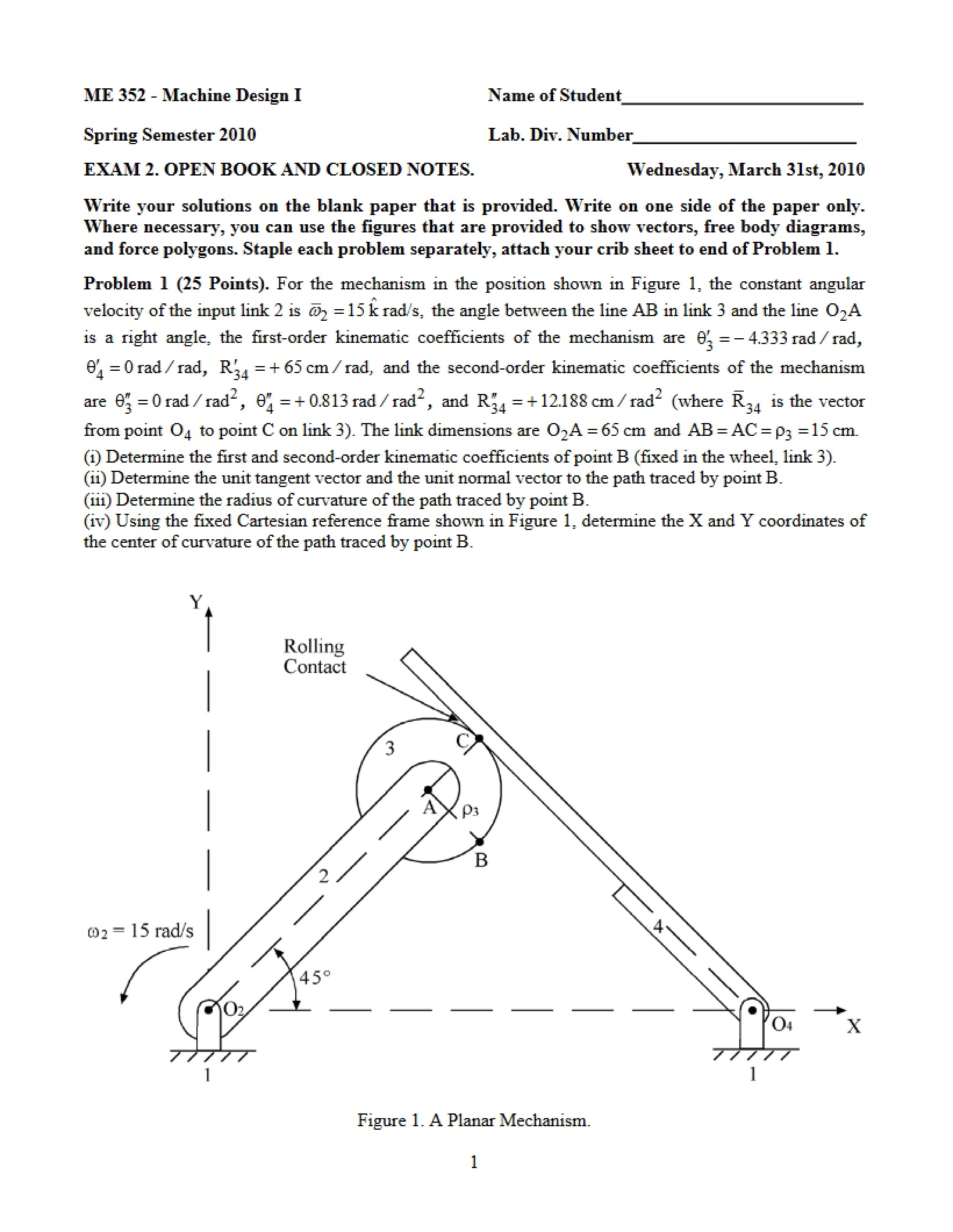 Spring 2010 Exam Two
